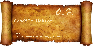 Orsós Hektor névjegykártya
